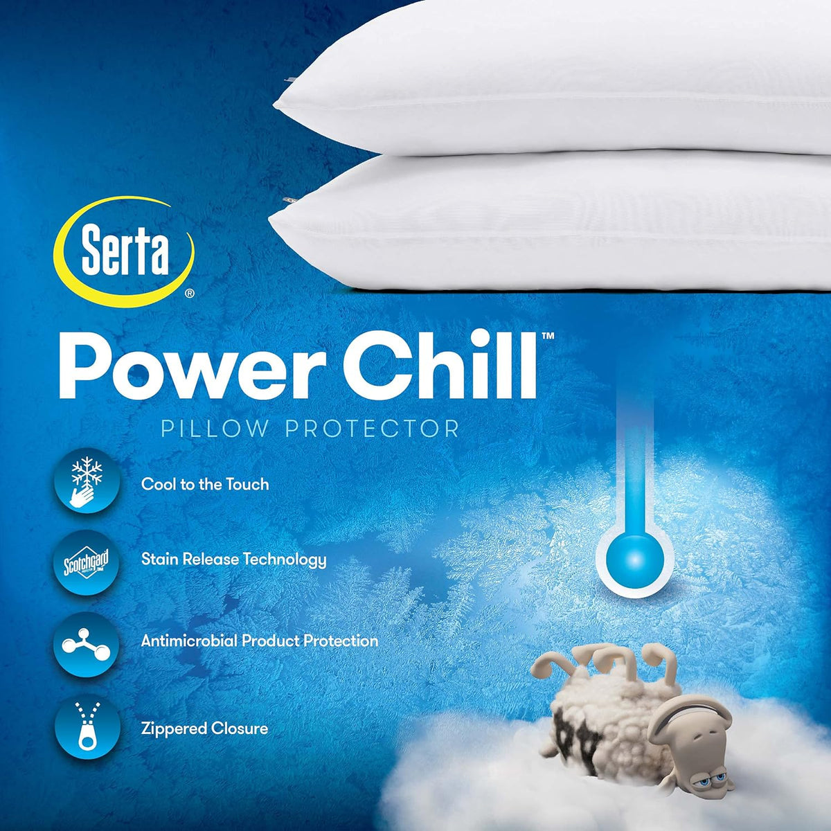 Serta Power Chill Cooling Pillow Protectors, Standard/Queen (2 Pack)