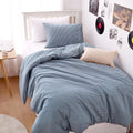 Wake In Cloud Striped Cotton Duvet Cover Set, Denim Blue, Queen