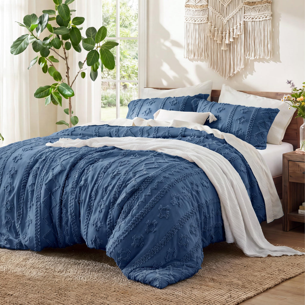 Bedsure Tufted Boho Comforter Set Queen, Bedroom Decor Bedding Set Beige
