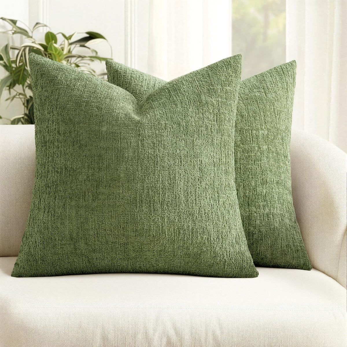MIULEE Couch Pillow Covers Textured Chenille Home Decor 18x18 Navy Blue