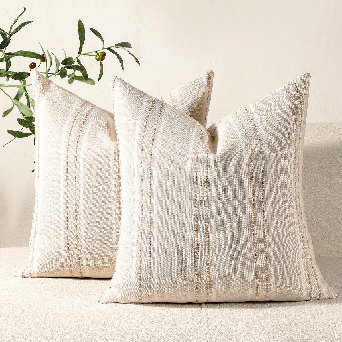 Hckot Navy Blue Throw Pillow Covers 20x20 Set of 2 Striped Pillow Covers
