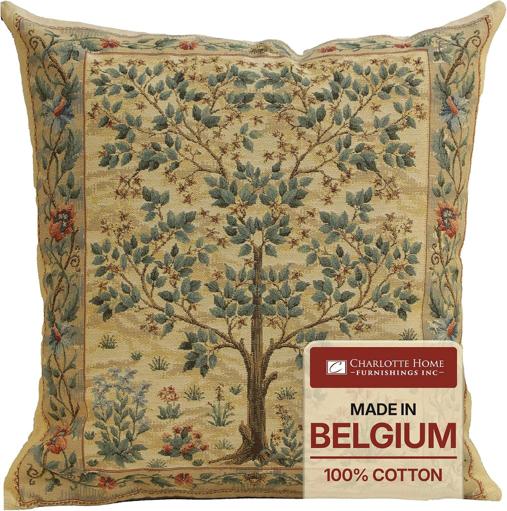William Morris Tree of Life Light Tapestry Throw Pillow Cover 18 x 18 in