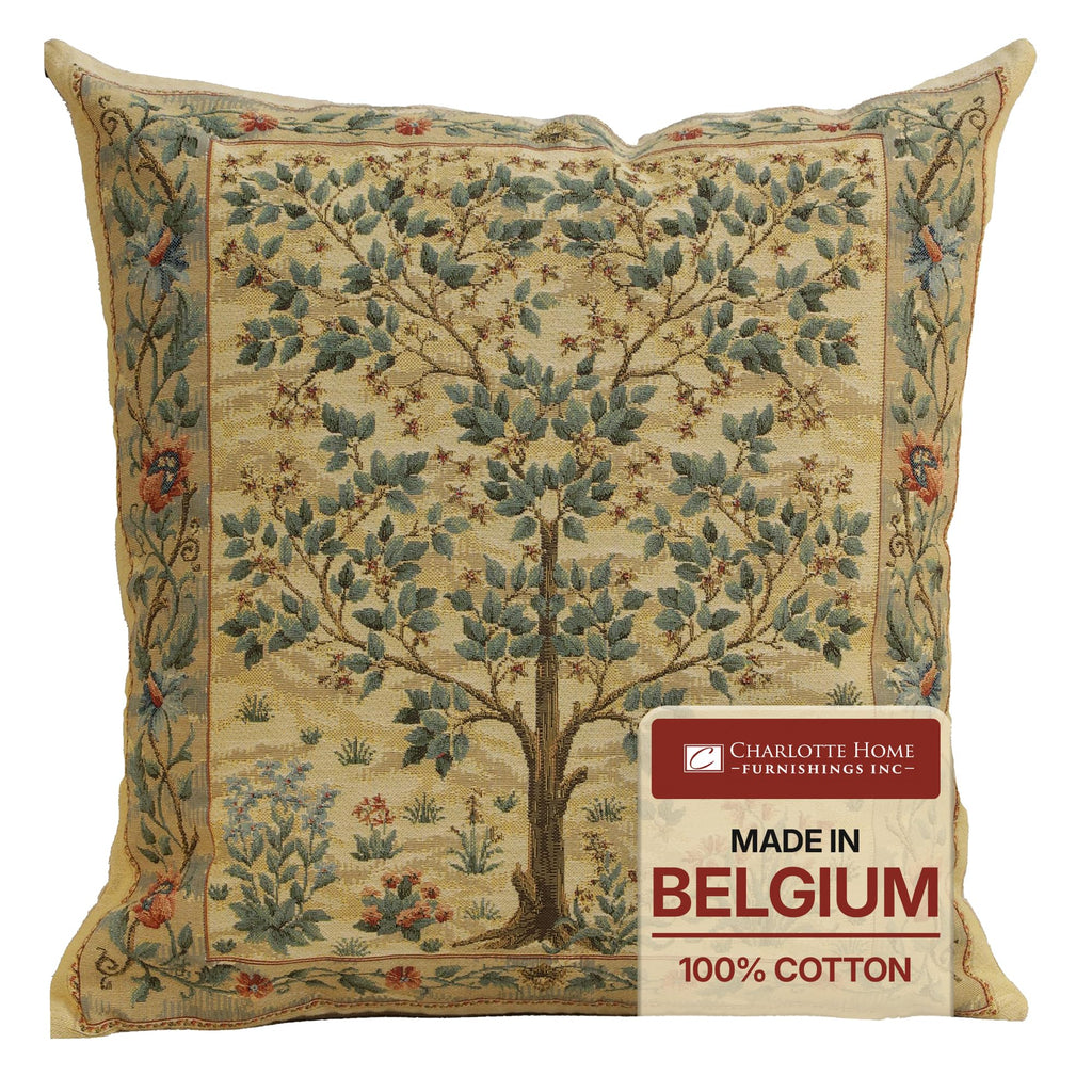 William Morris Tree of Life Light Tapestry Throw Pillow Cover 18 x 18 in