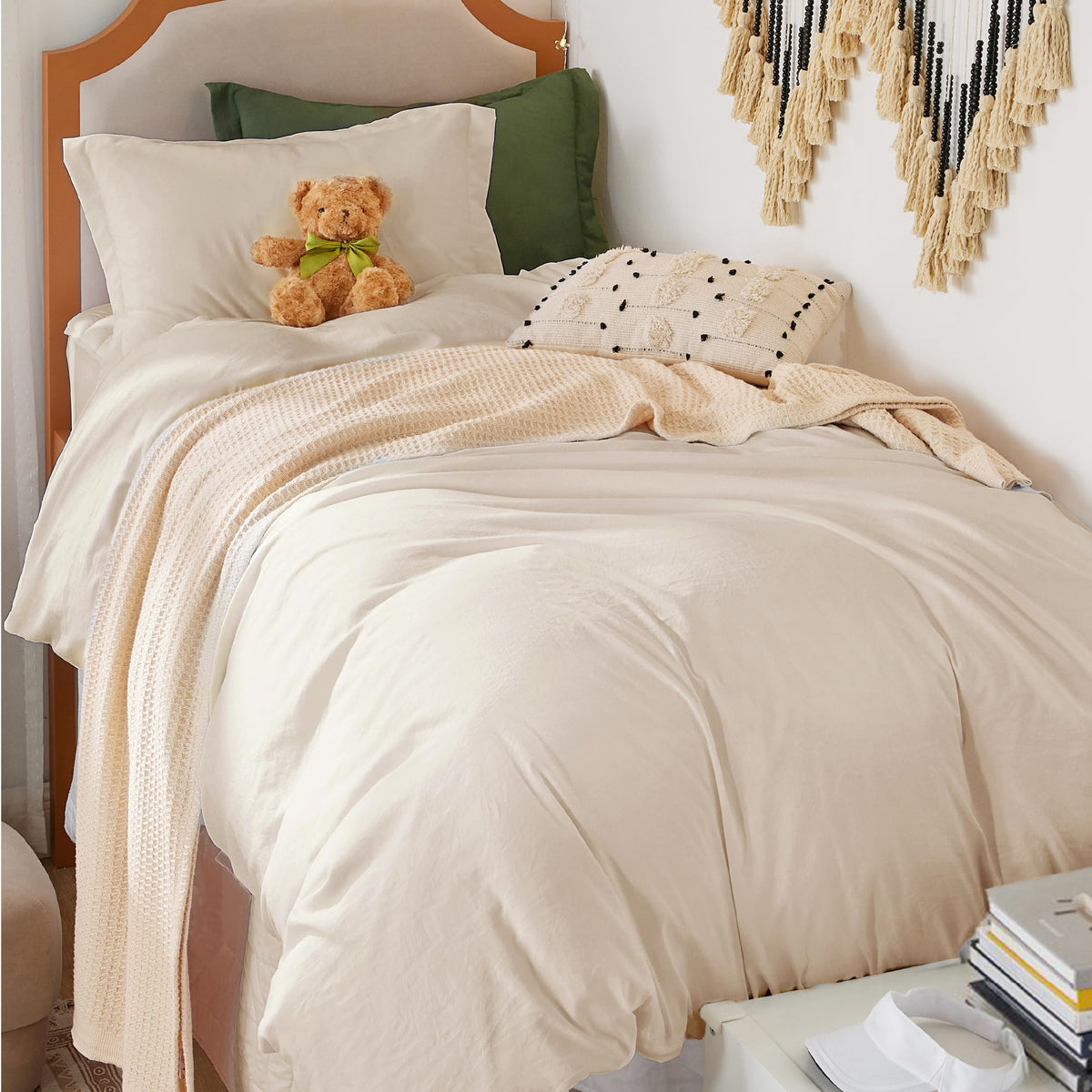 Bedsure Prewashed Duvet Cover King, Cotton-Like Soft Bedding Set, White