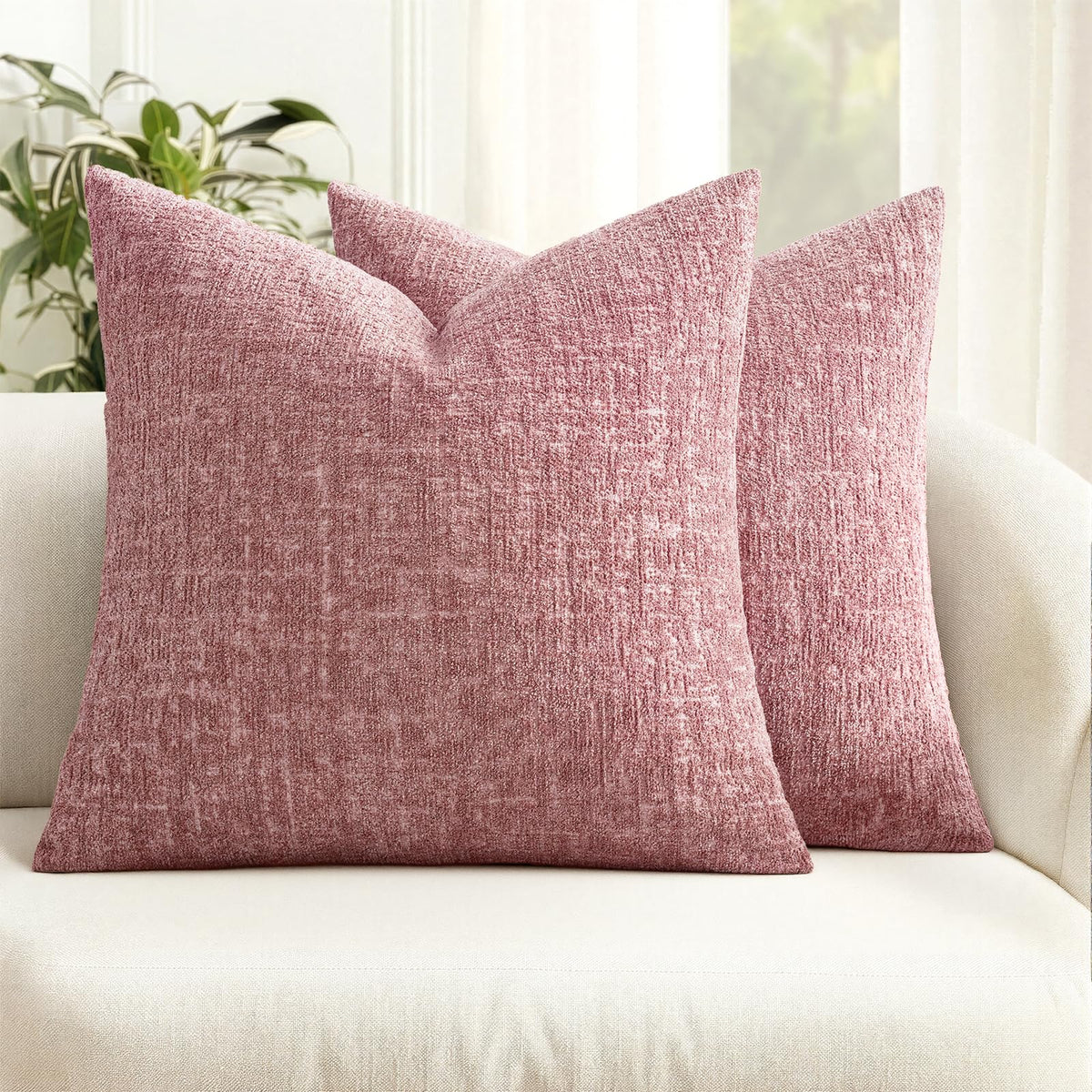 MIULEE Couch Pillow Covers Textured Chenille Home Decor 18x18 Navy Blue