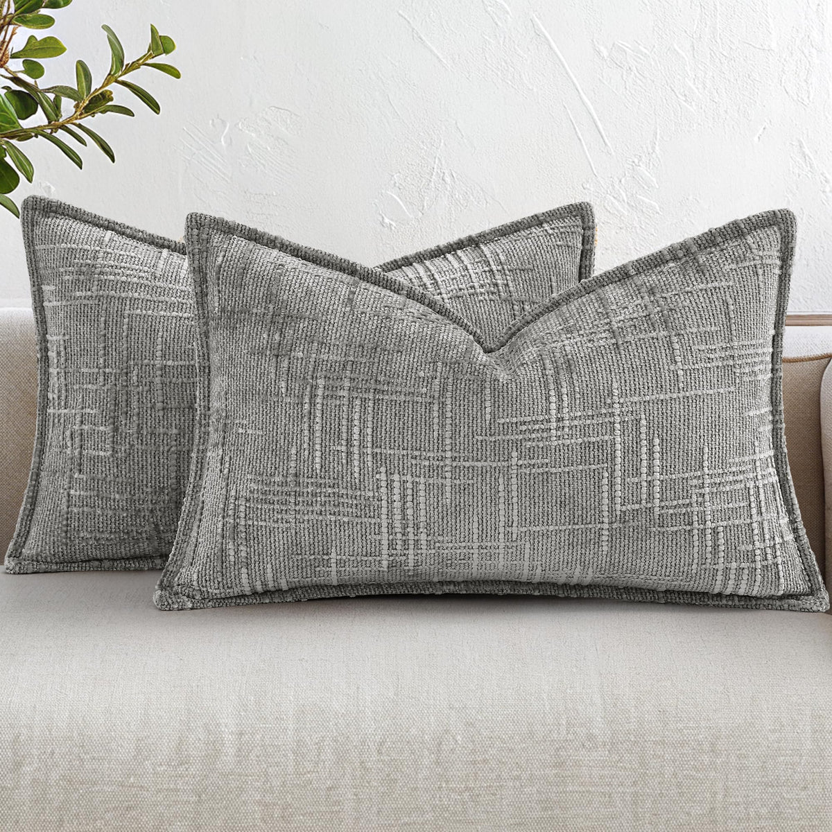 decorUhome Chenille Decorative Throw Pillow Covers 18x18 Set of 2, Navy