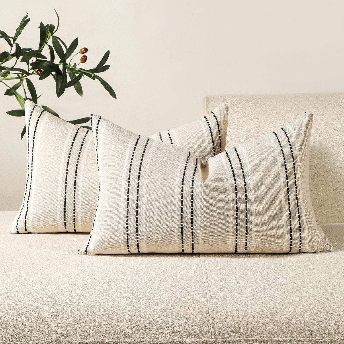 Hckot Navy Blue Throw Pillow Covers 20x20 Set of 2 Striped Pillow Covers