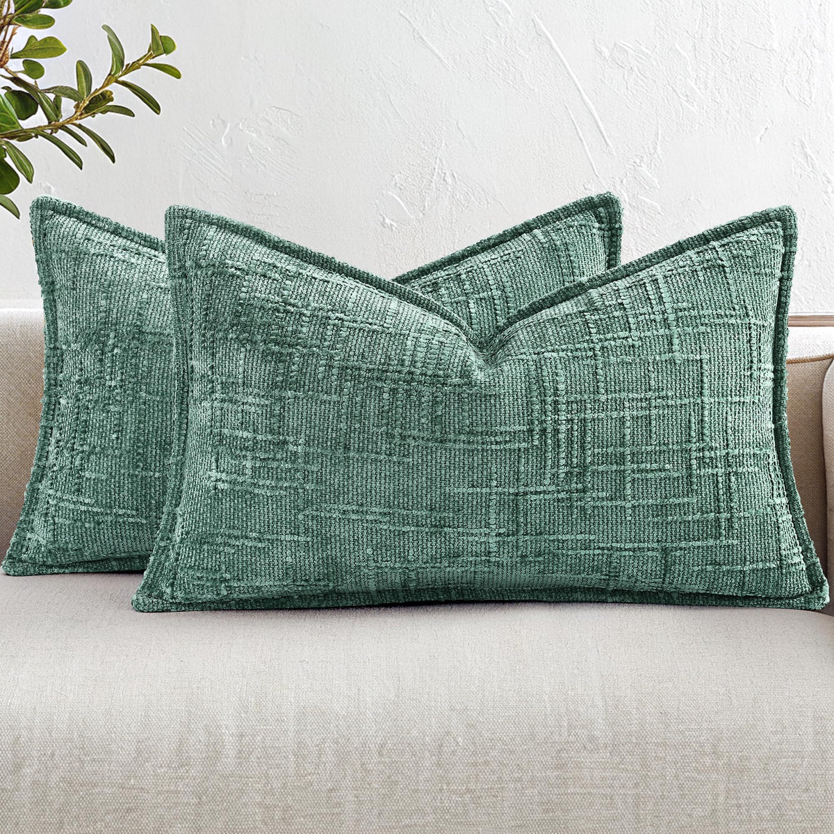decorUhome Chenille Decorative Throw Pillow Covers 18x18 Set of 2, Navy
