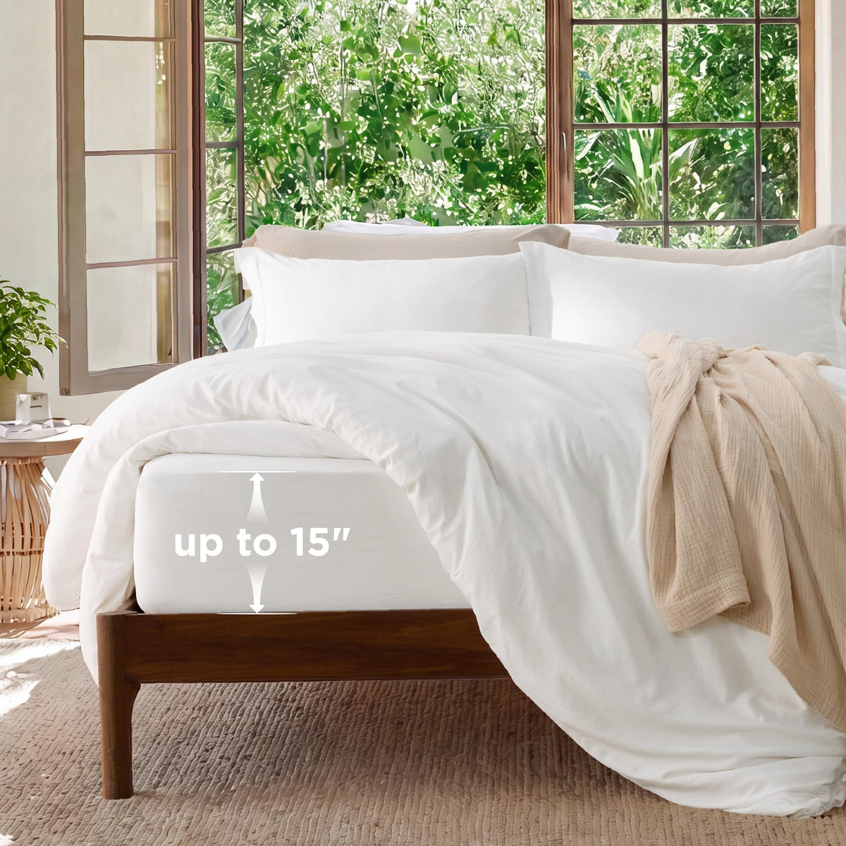 Bedsure Prewashed Duvet Cover Queen, Cotton-Like Soft Bedding Set, Beige