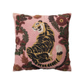 Creative Co-Op Embroidered Tiger and Flowers Cotton Slub Pillow, Multicolor