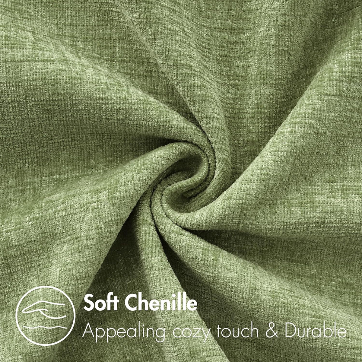 MIULEE Soft Chenille Throw Pillow Covers Sage Green 18x18 Inch Pack of 2