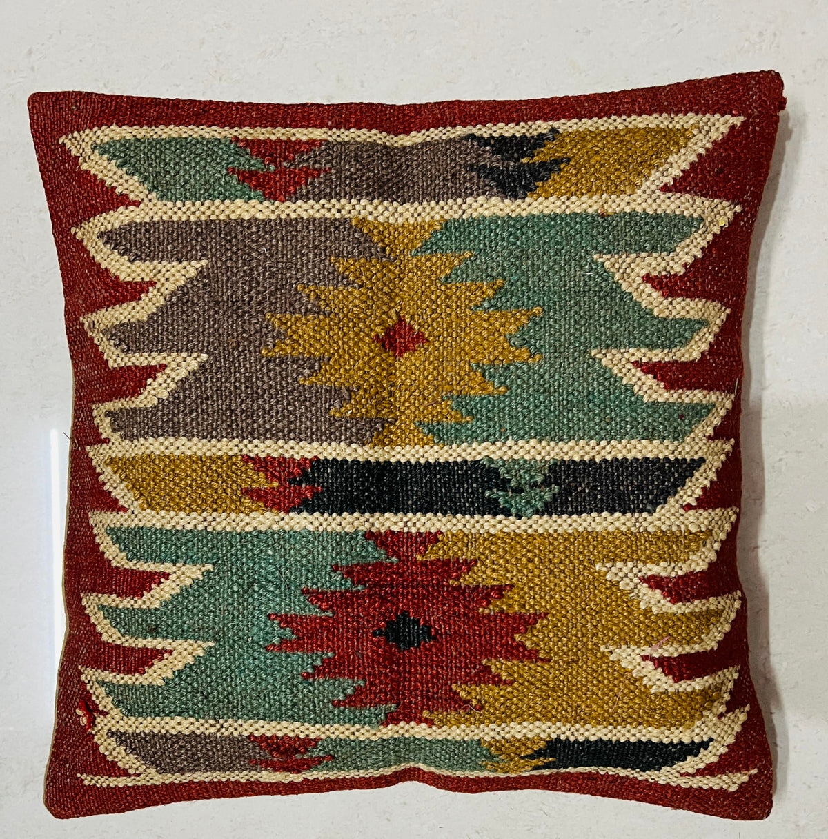 Indian Vintage Kilim Hand Loom Cushion Cover 18X18 Pillows Boho Ethnic Shams Jute Pillow Cases Rug Boho