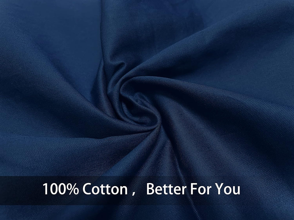 iMaylex Soft 100% Egyptian Cotton Zipper Pillow Case, Cozy and Lightweight Pillowcase, Set of 2, Navy Blue, Standard, 20" x 26"