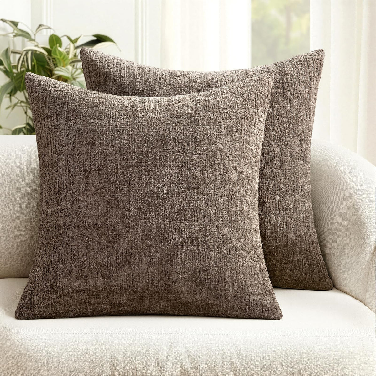 MIULEE Couch Pillow Covers Textured Chenille Home Decor 18x18 Navy Blue
