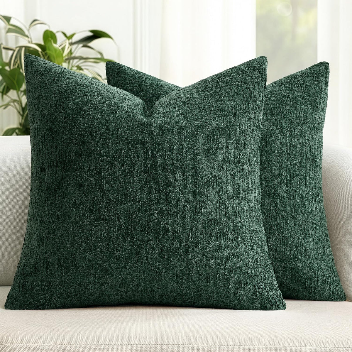 MIULEE Couch Pillow Covers Textured Chenille Home Decor 18x18 Navy Blue
