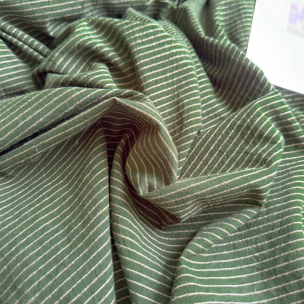 PinkMemory Green Striped Duvet Cover Queen 100% Washed Cotton Olive Green Stripes Duvet Cover Set Full 3pcs Pinstripe Pattern Bedding Set with Zipper Closure Corner Ties,Soft Breathable