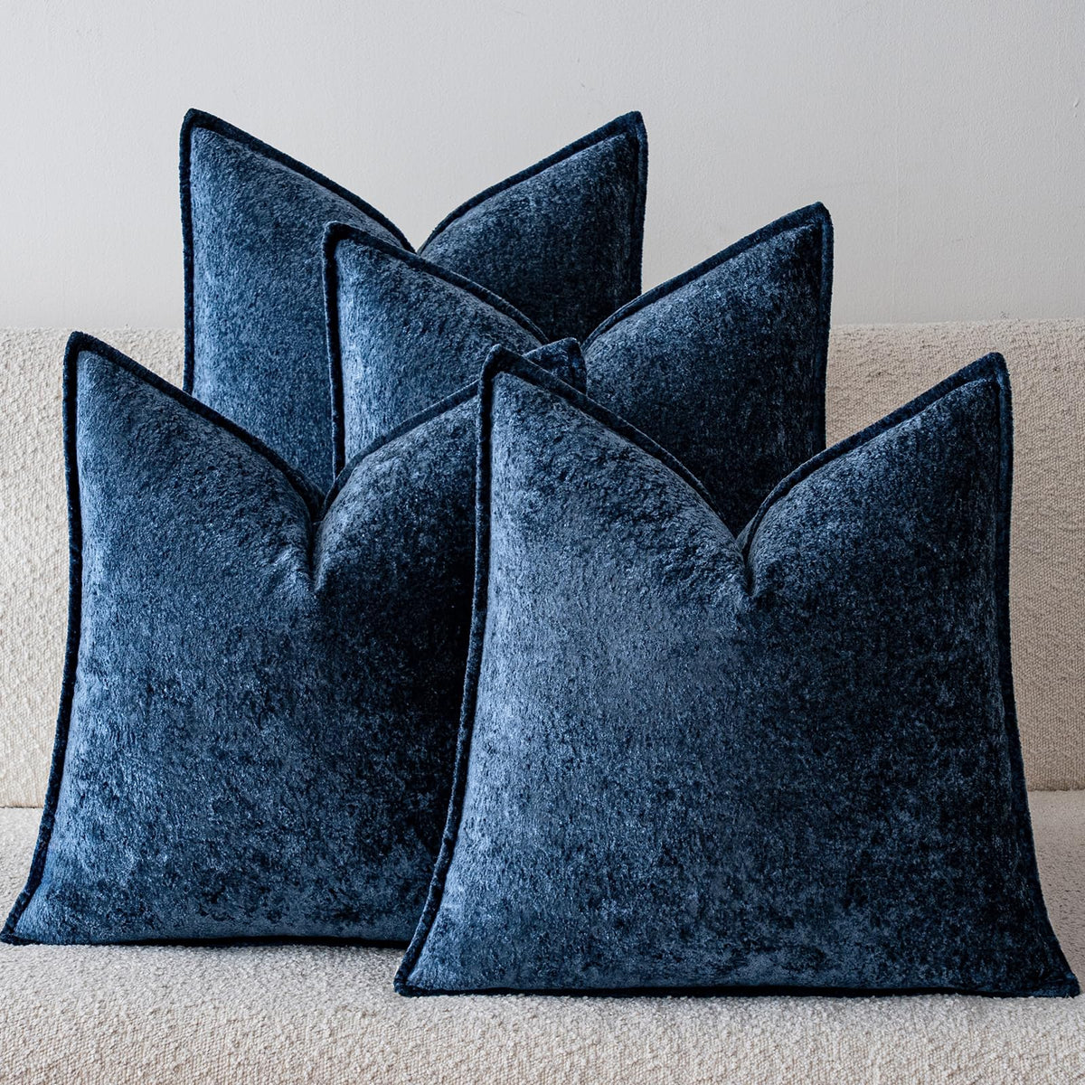 a moment Throw Pillow Covers 18X18 Inch 4 Packs,Soft Velvet Decorative Pillow Cases with 3D Ice Flower,Texture Modern Accent Cushion Covers for Sofa Couch Home Decor Modern Neutral