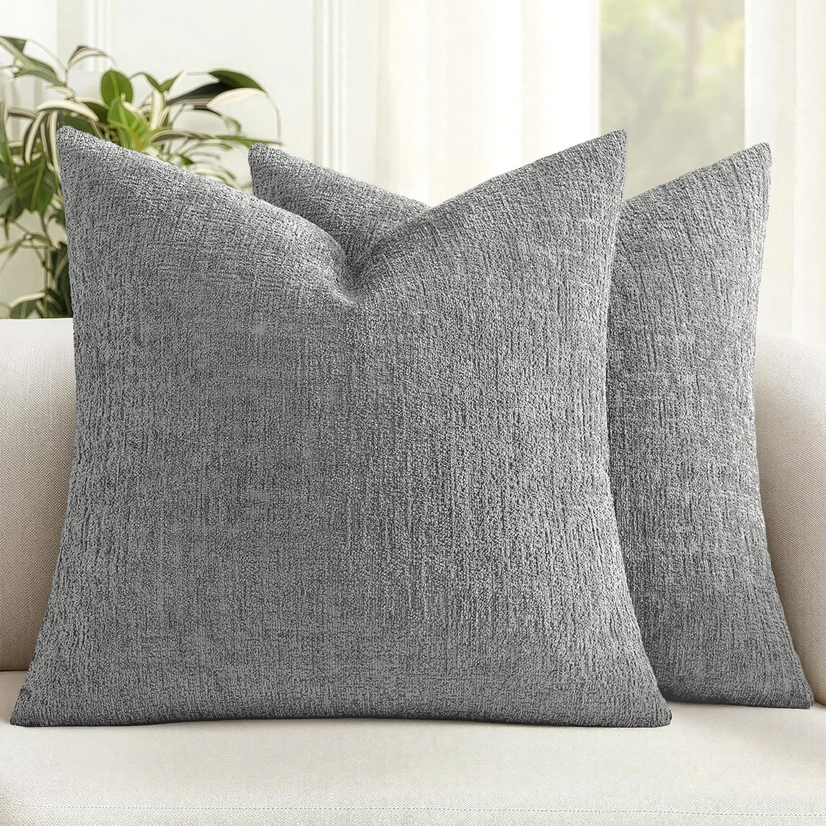 MIULEE Couch Pillow Covers Textured Chenille Home Decor 18x18 Navy Blue