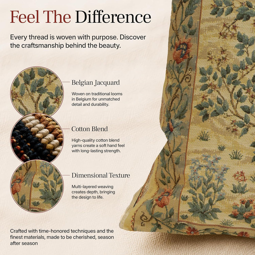 William Morris Tree of Life Light Tapestry Throw Pillow Cover 18 x 18 in