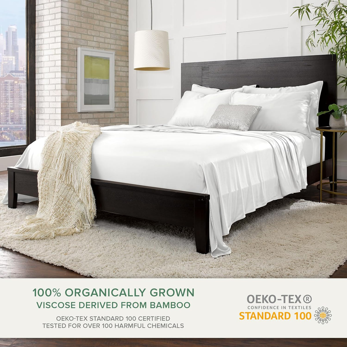 Queen Pillowcases by Pure Bamboo, Genuine 100% Organic Viscose Derived from Bamboo, Luxuriously Soft & Cooling, Double Stitching, Envelope Closure (2 Queen Pillowcases, White)