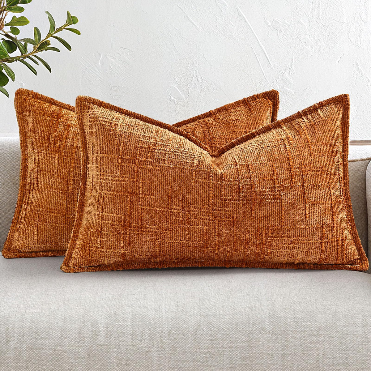 decorUhome Chenille Decorative Throw Pillow Covers 18x18 Set of 2, Navy