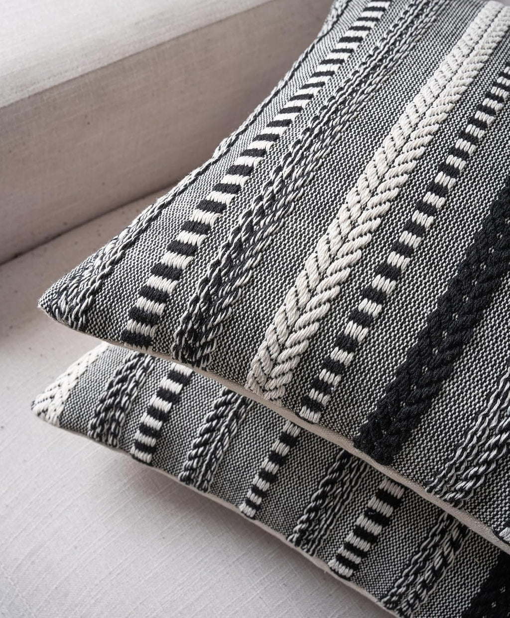 Cethom Boho Throw Pillow Covers 18x18 Inch Set of 2, Farmhouse Decorative Couch Pillow Cases, Black Accent Pillows of Bed, Sofa Bedroom Living Room Home Decor Cushion Cover