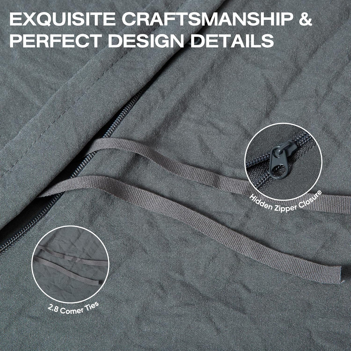 100% Linen Duvet Cover, Soft 3pcs Bedding Set with Zipper Closure, Natural Texture, Breathable for Hot Sleeper,Comforter Not Included(Dark Grey,King(104 * 90))