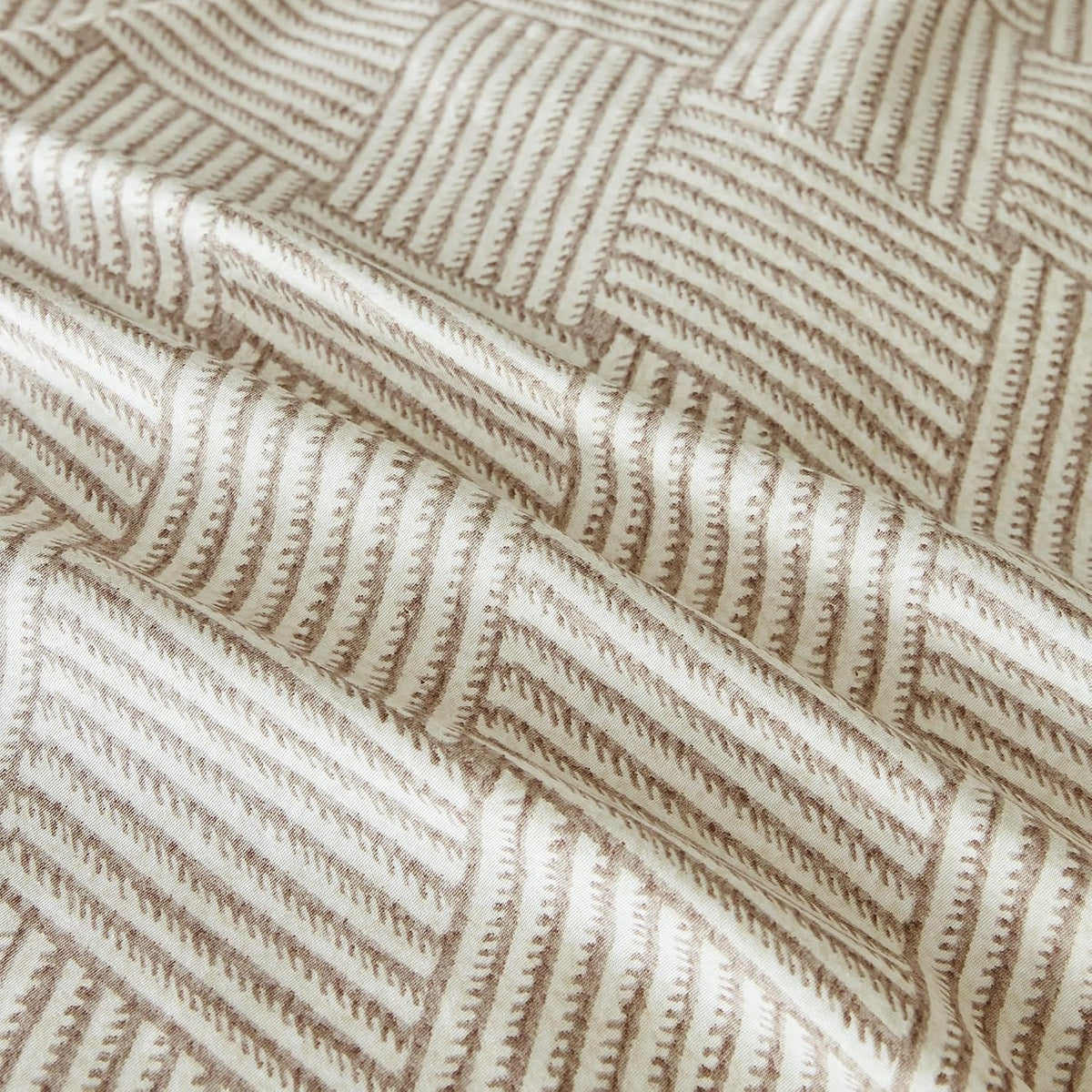 SUSYBAO Taupe Geometric Duvet Cover Queen 100% Cotton 3 Pieces Set
