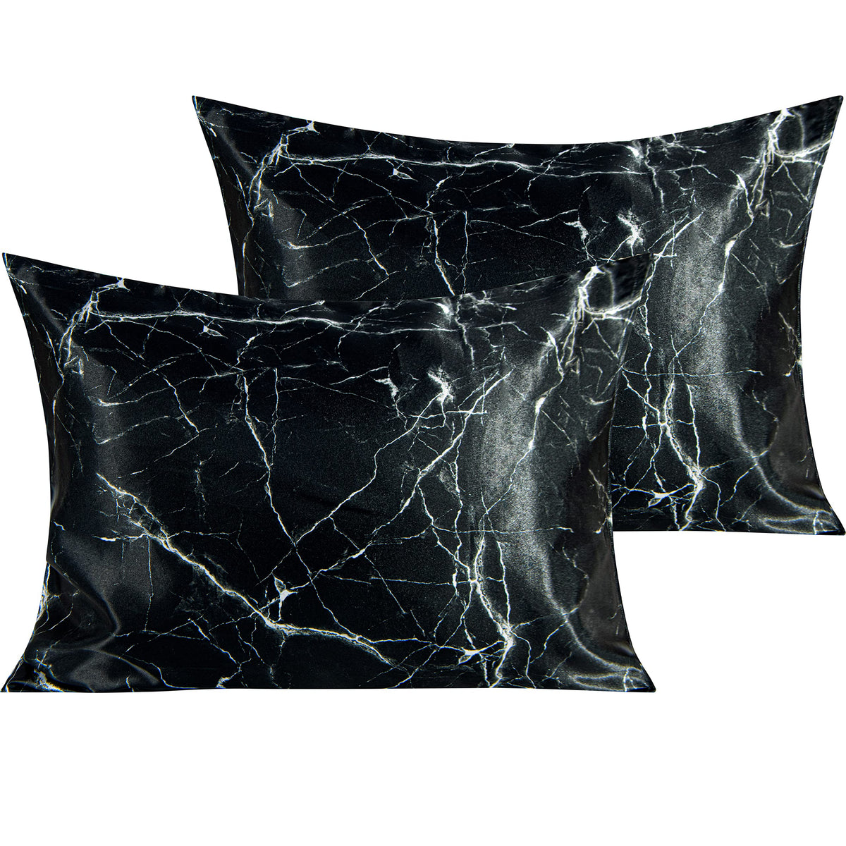 NTBAY Standard Satin Pillowcases, Set of 2, Black