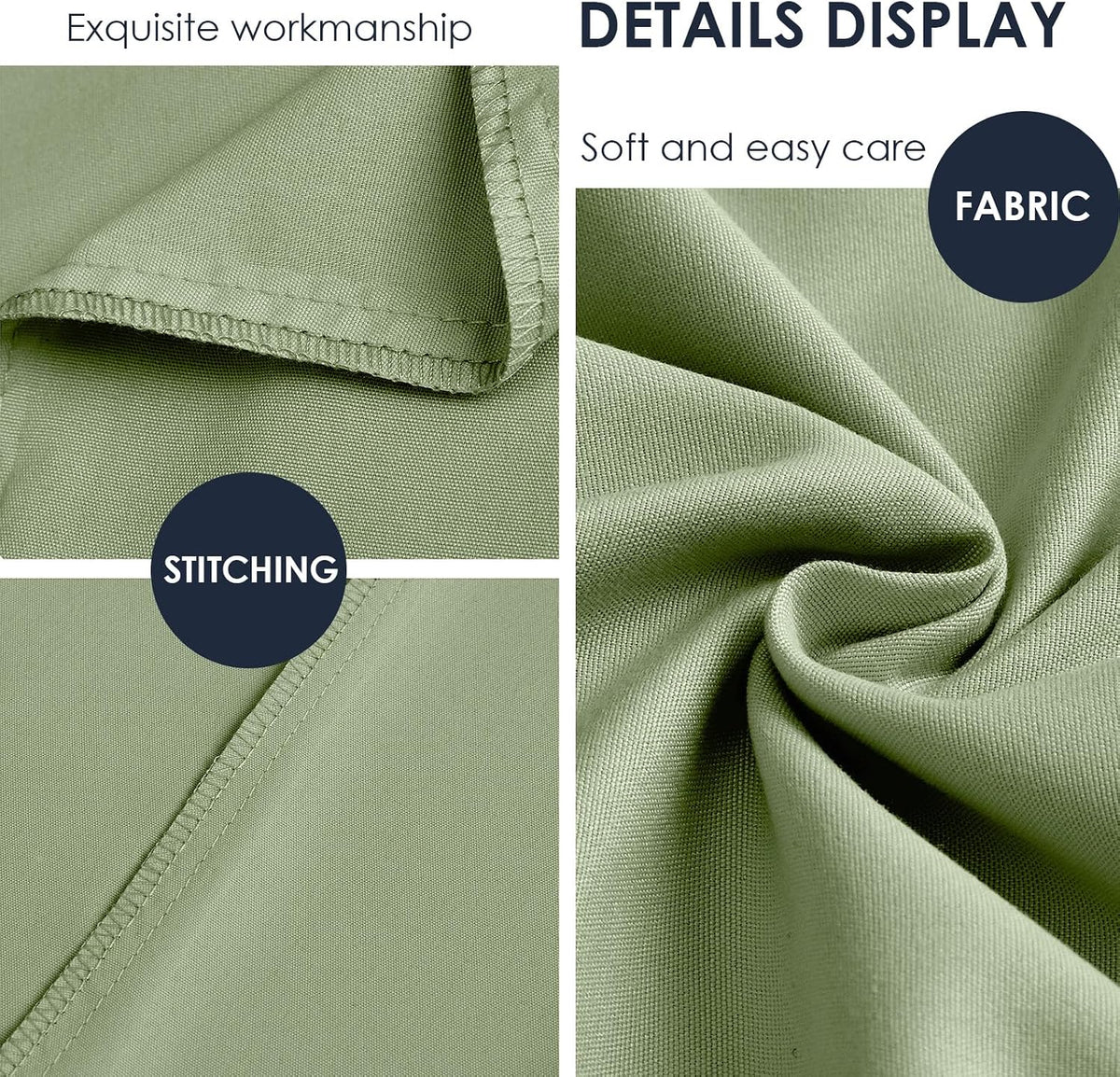 FreshCulture Sage Green Pillowcases Queen Size 2 Pack - Pillowcase Set - Envelope Closure - Soft Brushed Microfiber Fabric - 20x30 Inches Pillow Case Set of 2 for Home, Hotels, Schools