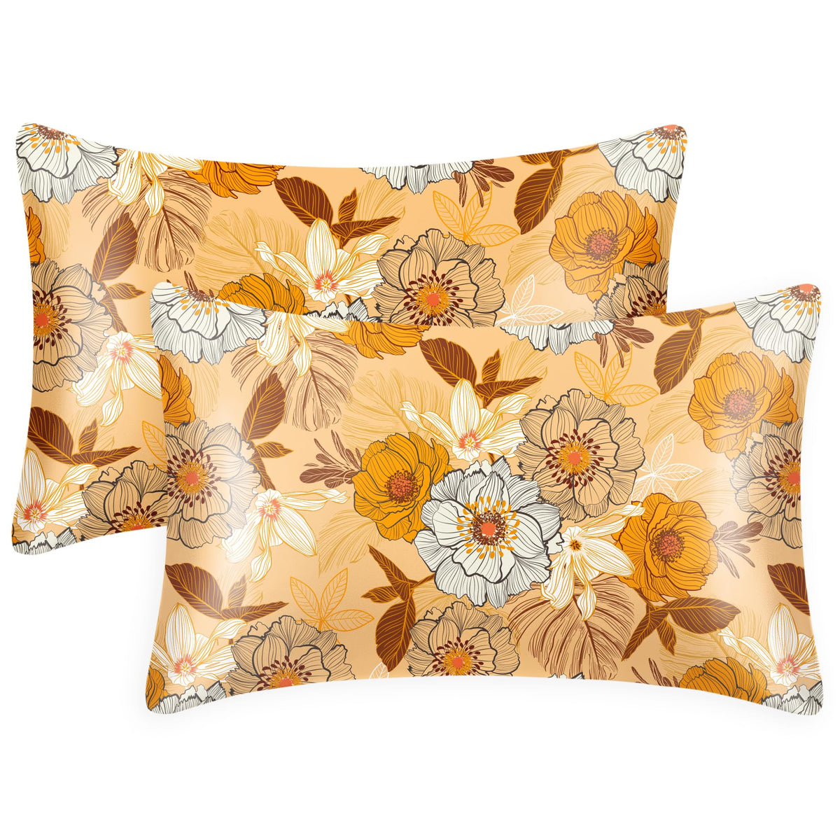 EXQ Home Satin Pillowcase for Hair and Skin Queen - Printed Black Sun