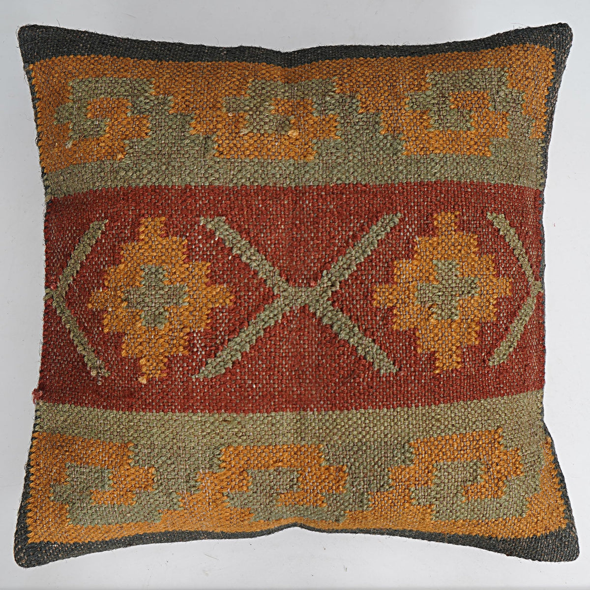 Indian Vintage Kilim Hand Loom Cushion Cover 18X18 Pillows Boho Ethnic Shams Jute Pillow Cases Rug Boho