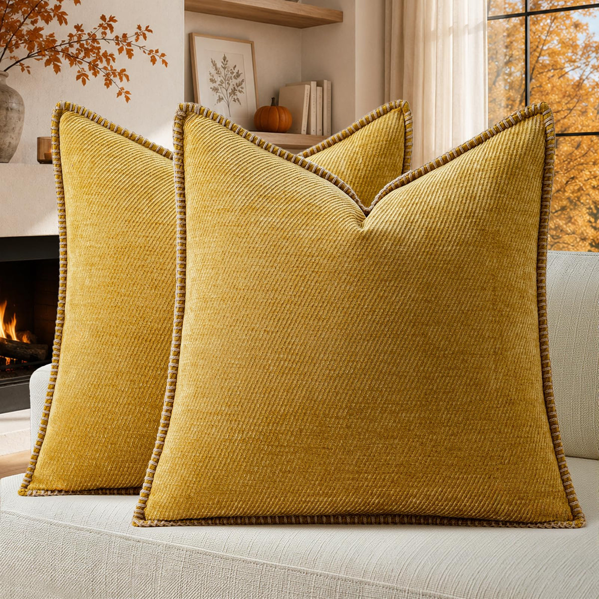 a moment Fall Decorative Throw Pillow Covers Pack of 2,12x20 Inch Rust