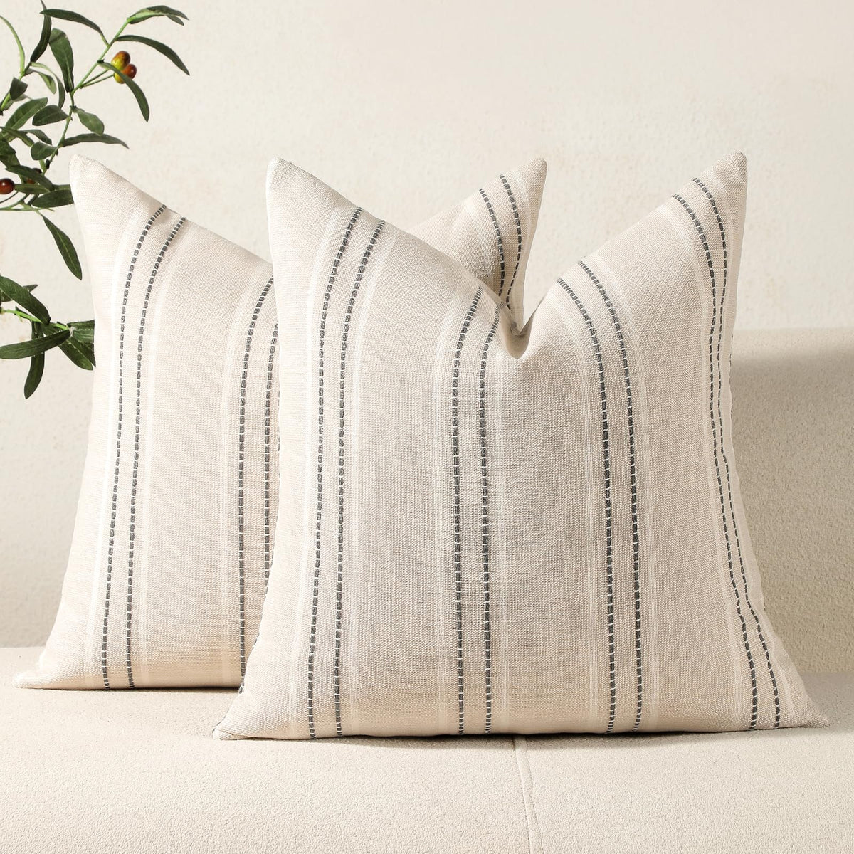 Hckot Navy Blue Throw Pillow Covers 20x20 Set of 2 Striped Pillow Covers