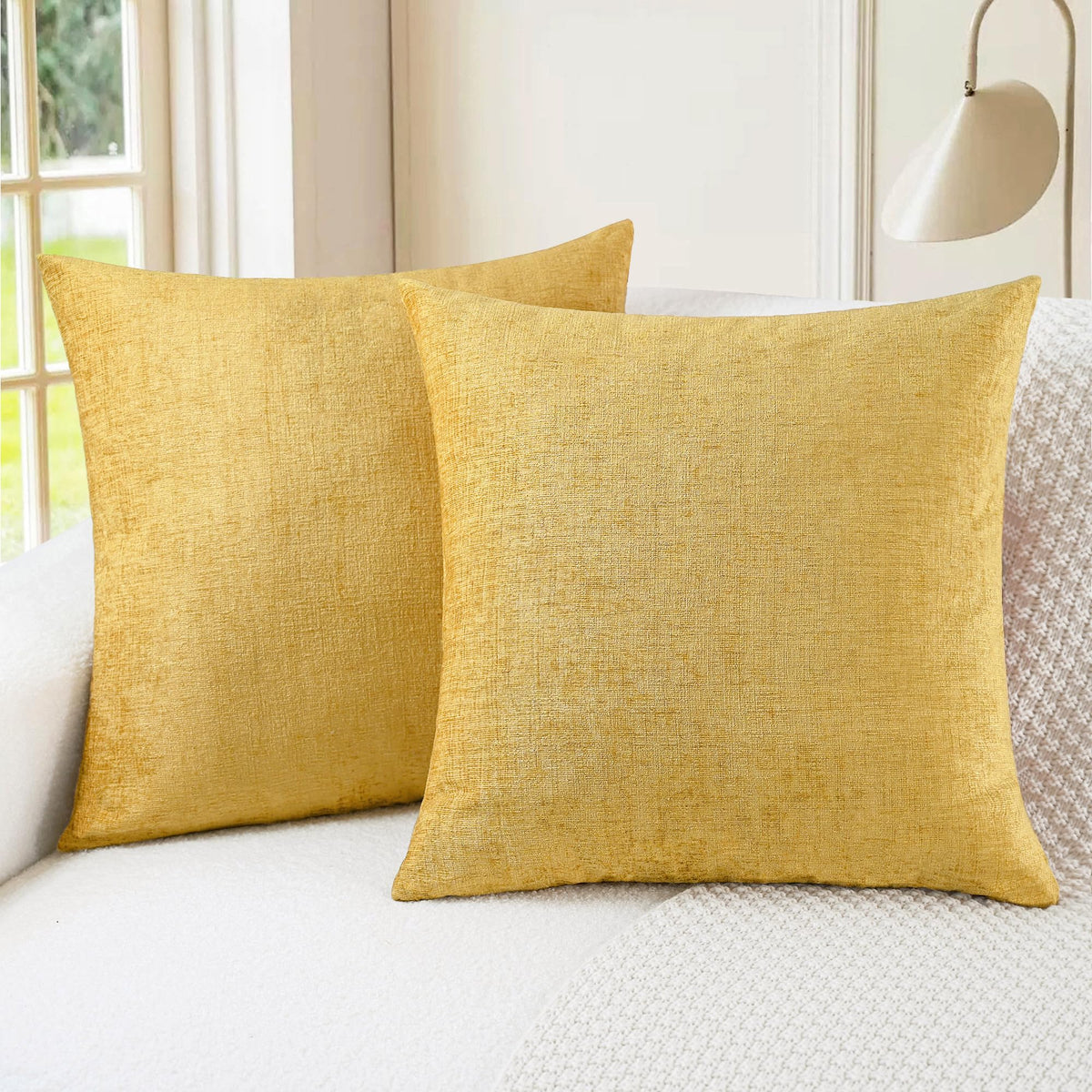 CaliTime Decorative Couch Throw Pillow Covers 18 X 18 Inches Navy Blue