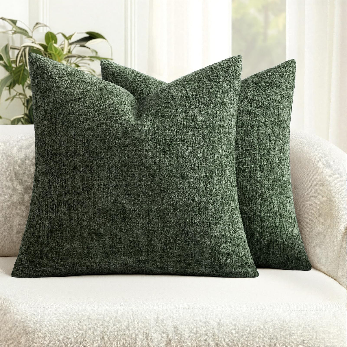 MIULEE Couch Pillow Covers Textured Chenille Home Decor 18x18 Navy Blue