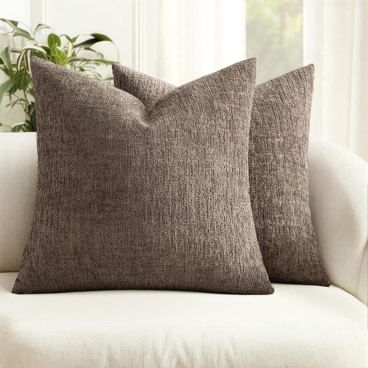 MIULEE Couch Pillow Covers Textured Chenille Home Decor 18x18 Navy Blue
