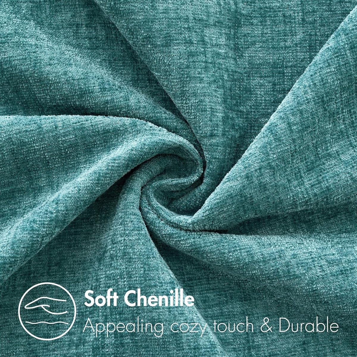 MIULEE Soft Chenille Throw Pillow Covers Teal 18x18 Inch Pack of 2