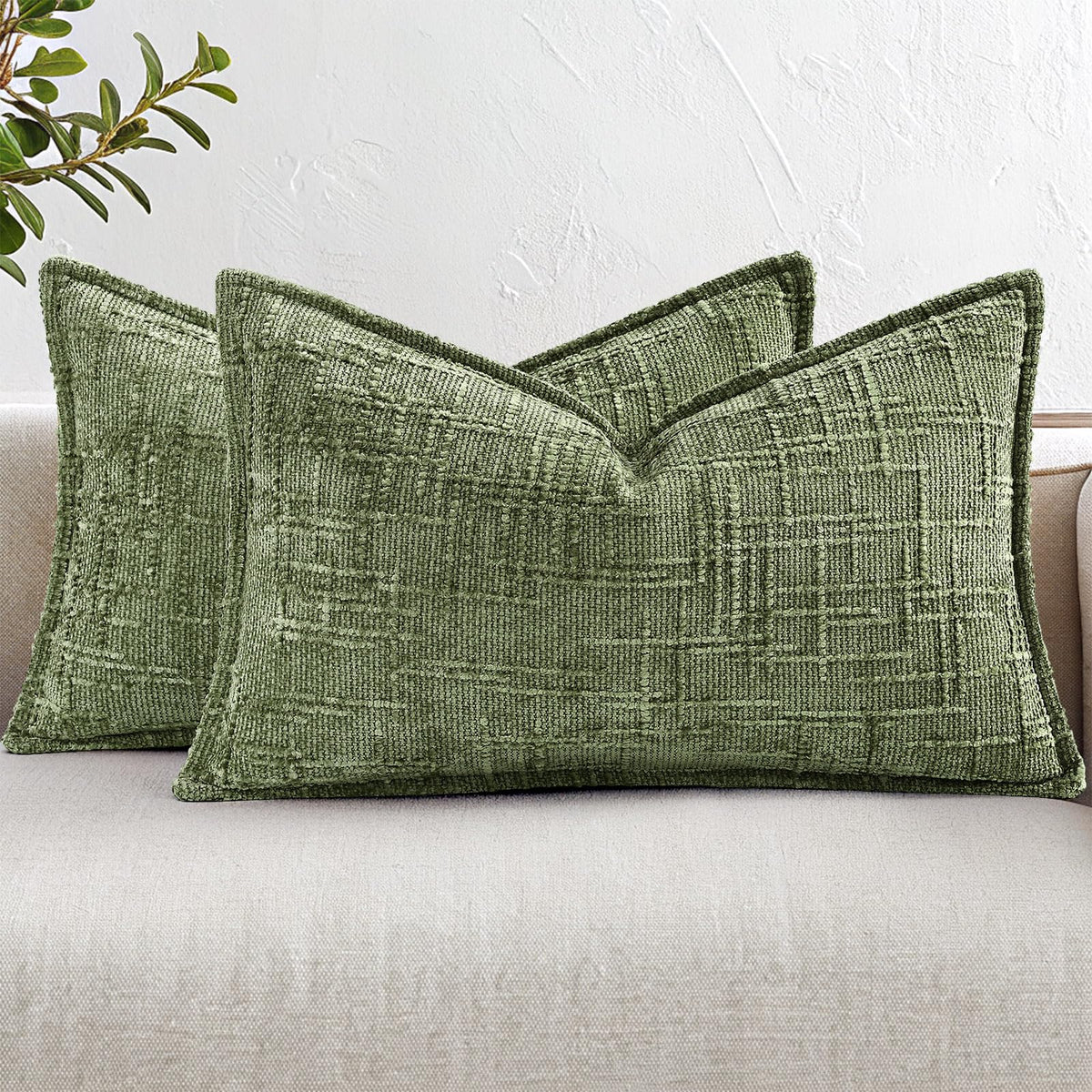 decorUhome Chenille Decorative Throw Pillow Covers 18x18 Set of 2, Navy