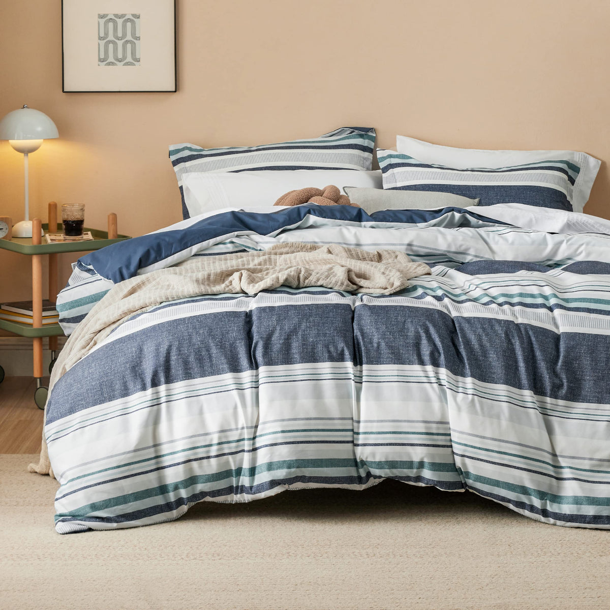 Bedsure Duvet Cover King Size - Reversible Floral Duvet Cover Set with Zipper Closure, 3 Pieces Grey Bedding Set with 8 Corner Ties and 2 Pillowcases 20"x36"