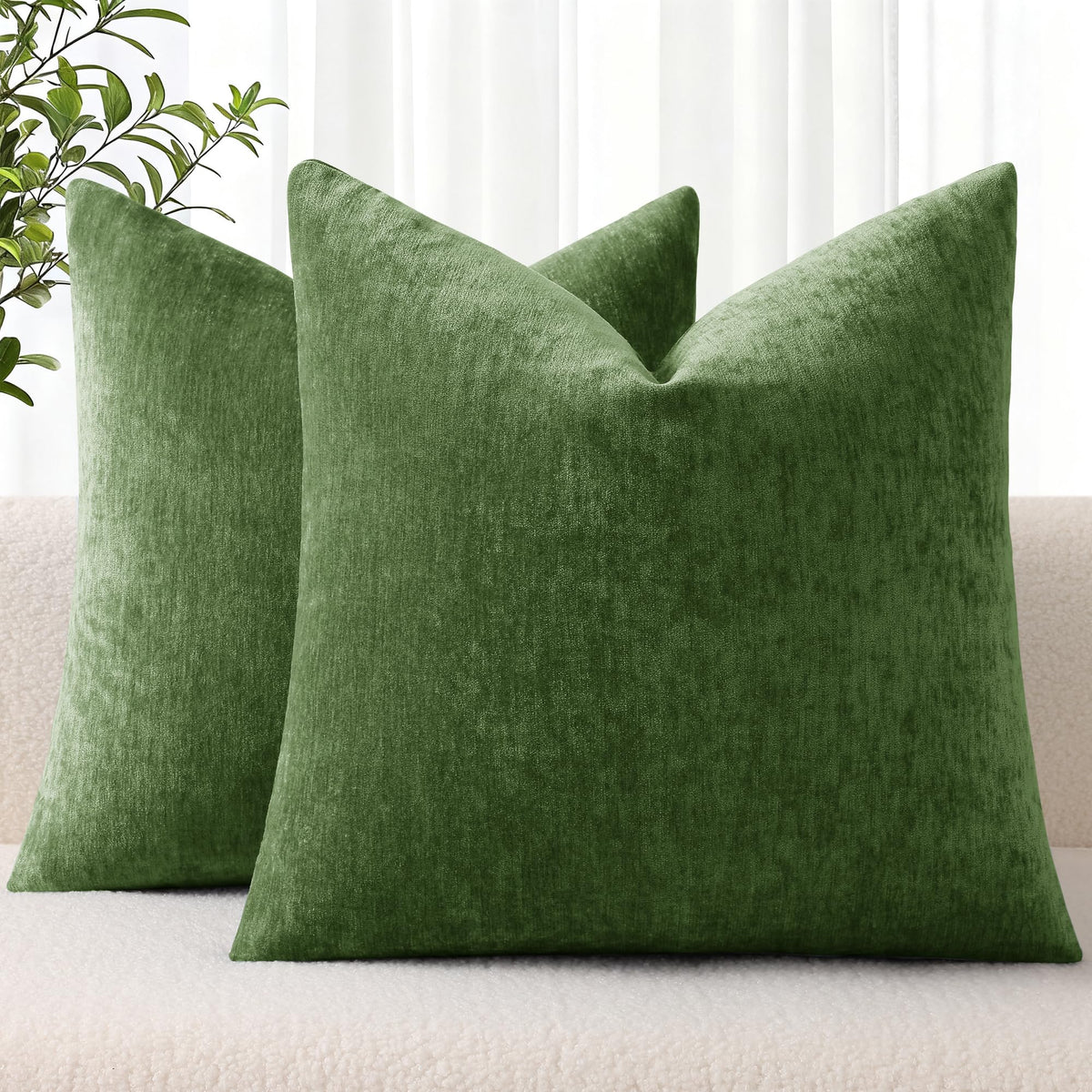 decorUhome Soft Chenille Blush Pink Throw Pillow Covers 18X18 Set of 2