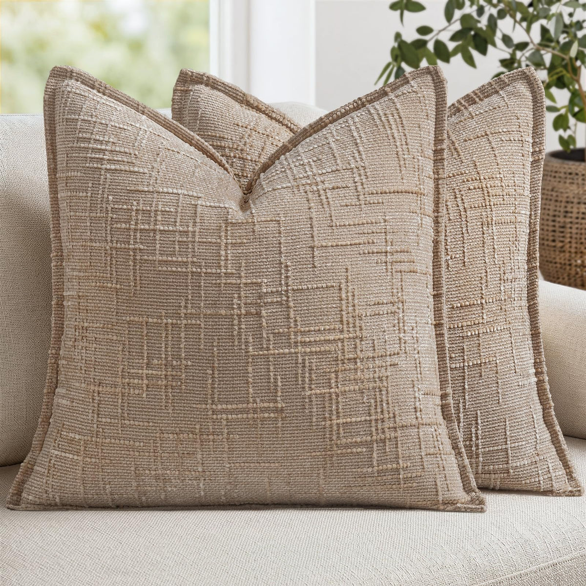MIULEE Slubby Textured Decorative Throw Pillow Covers Dark Green 18x18