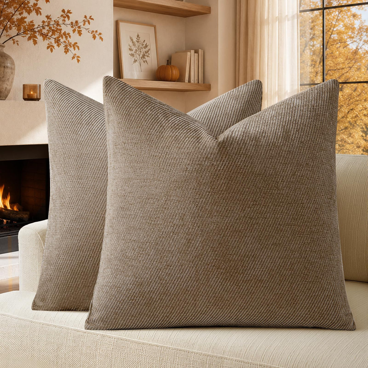 a moment Fall Decorative Throw Pillow Covers Pack of 2,12x20 Inch Rust
