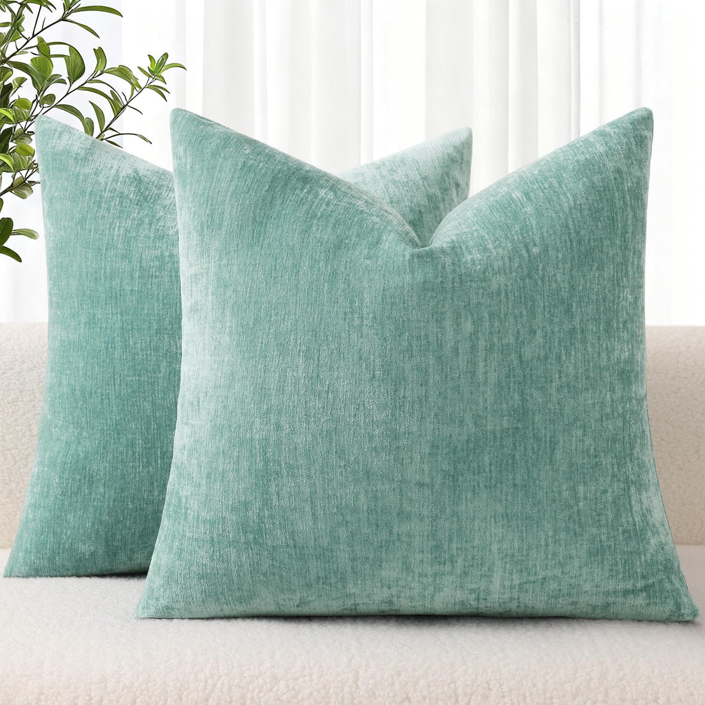 decorUhome Soft Chenille Blush Pink Throw Pillow Covers 18X18 Set of 2