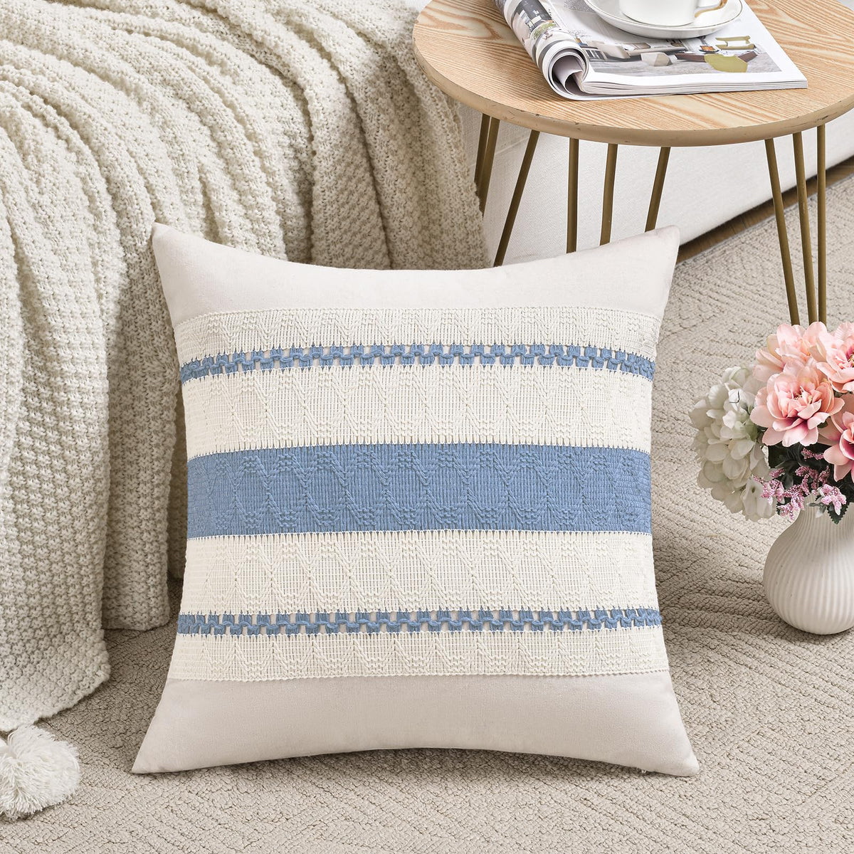 Fancy Homi Set of 1 Navy Blue Lumbar Decorative Throw Pillow Covers 12x20 Inch for Couch Bed Sofa Living Room, Soft Cotton blend Woven Textured Cushion Case