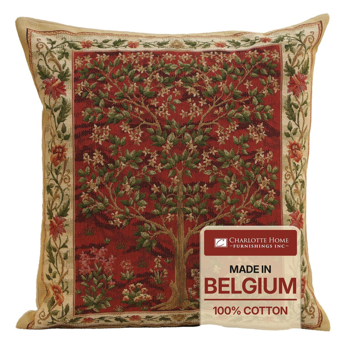 William Morris Tree of Life Light Tapestry Throw Pillow Cover 18 x 18 in