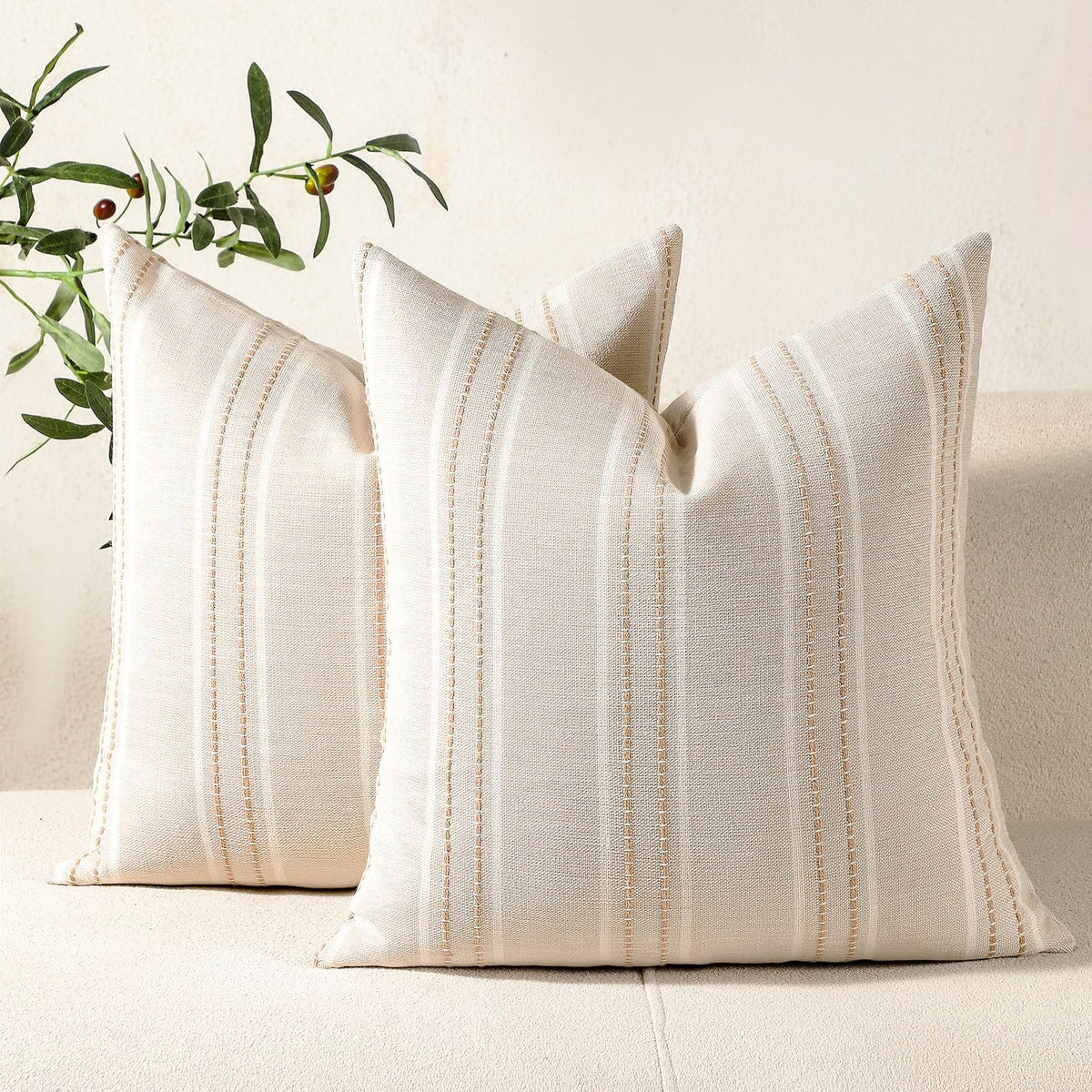 Hckot Navy Blue Throw Pillow Covers 20x20 Set of 2 Striped Pillow Covers