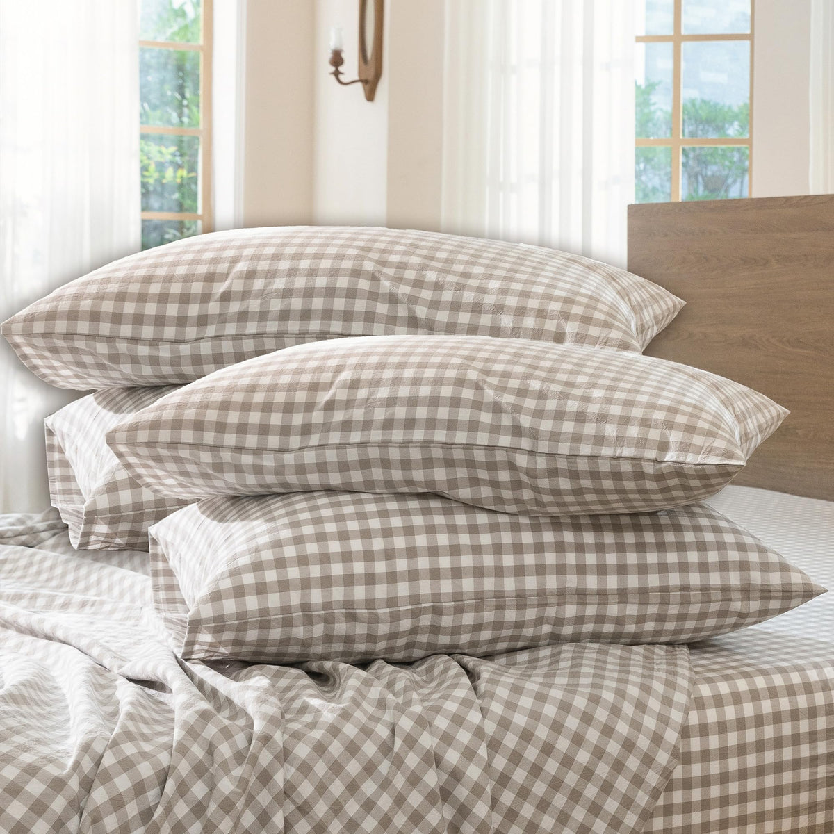 MOOMEE Pillowcase Set of 2 100% Washed Cotton Linen-Like Standard