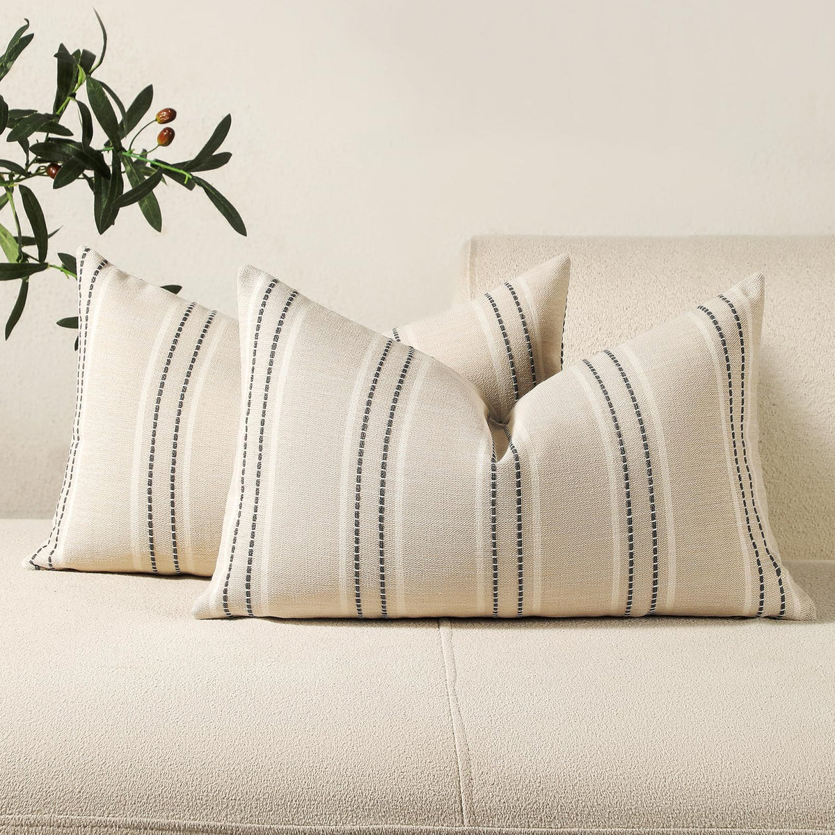 Hckot Navy Blue Throw Pillow Covers 20x20 Set of 2 Striped Pillow Covers