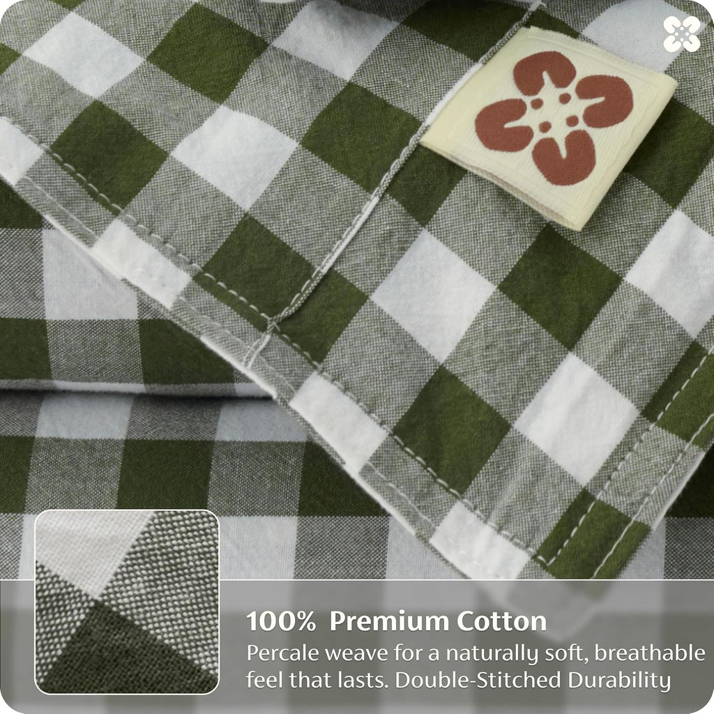 Bedsure PureWoven Gingham Duvet Cover Set Linen‑Like, King Size, 3-PC